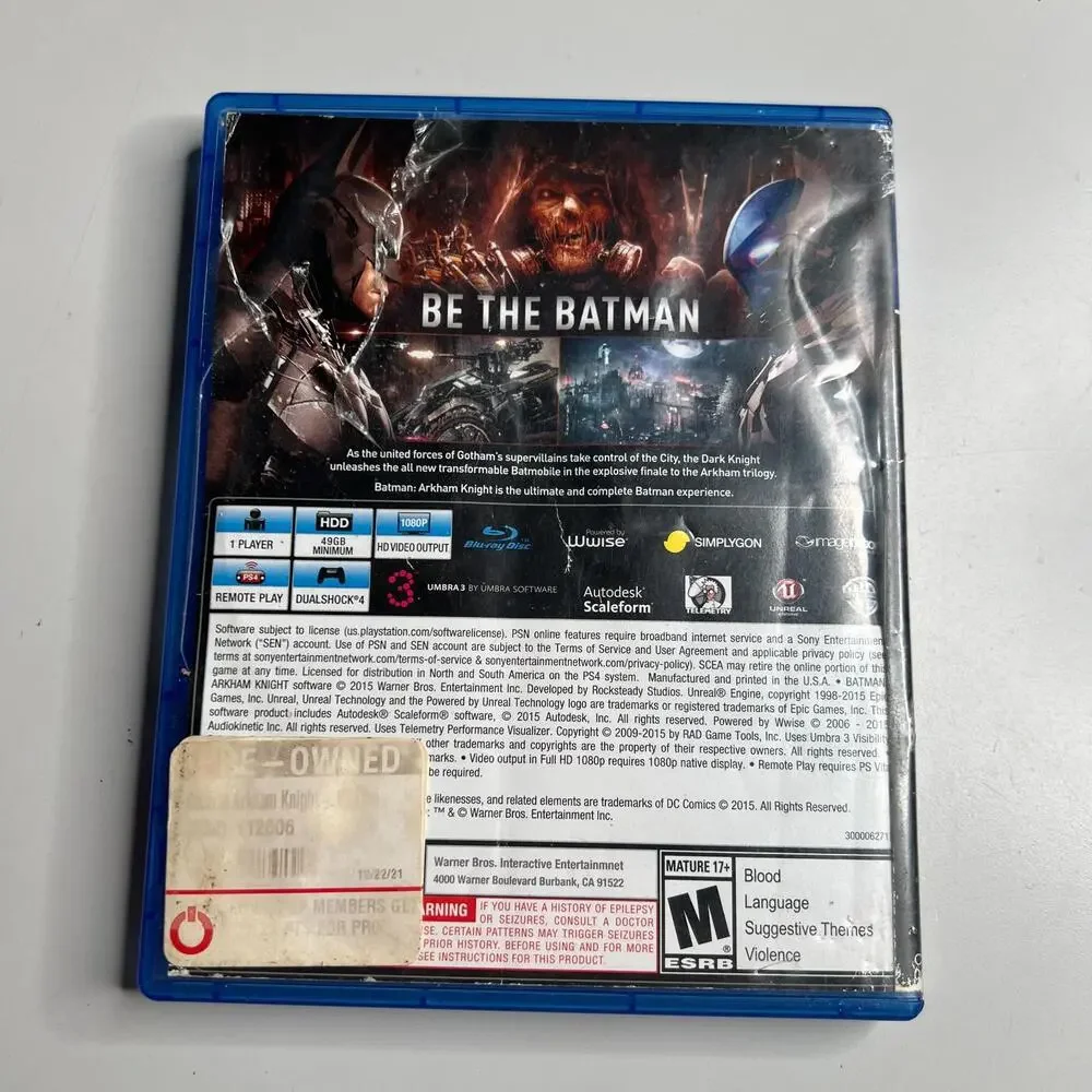 Batman: Arkham Knight PS4 – Complete w/ Disc &‎ Case
